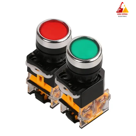 Nút nhấn đề nhả MÀU XANH Đỏ -Vàng- Xanh  không đèn LA38-11- 440V 10A 